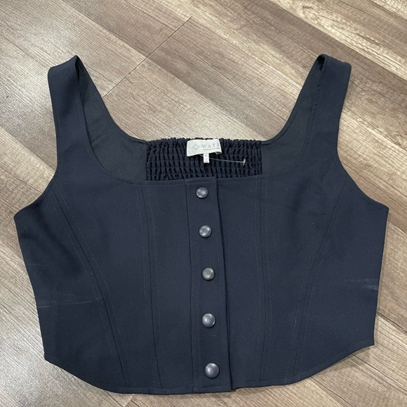 WAYF crop top navy blue Cora Snap front button top corset Dollskill free people - Picture 14 of 15